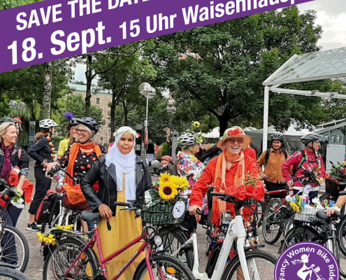 Save-the-date-Sharepic für den Fancy Women Bike Ride am 18. September 2022 um 15.00 Uhr am Waisenhausplatz in Pforzheim