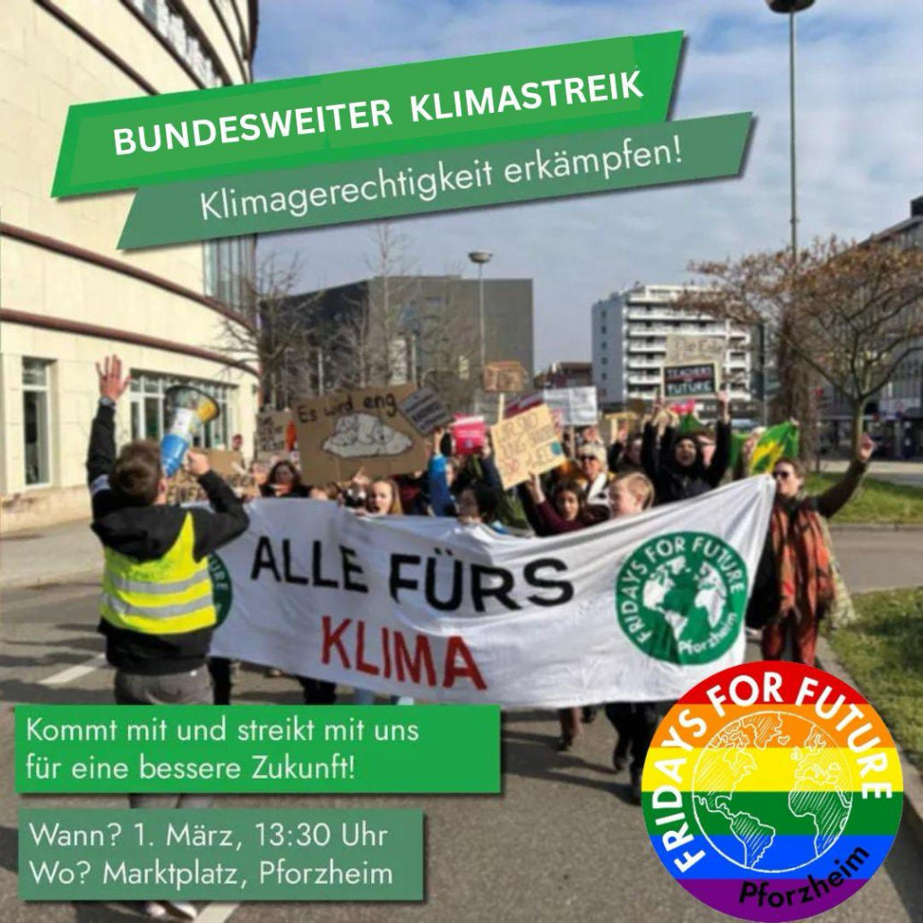 Sharepic für den Pforzheimer Klimastreik am 01.03.2024