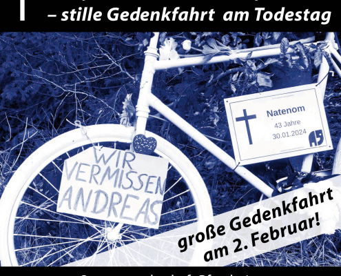 Sharepic für die stille Gedenkfahrt für Natenom am 30.01.2025