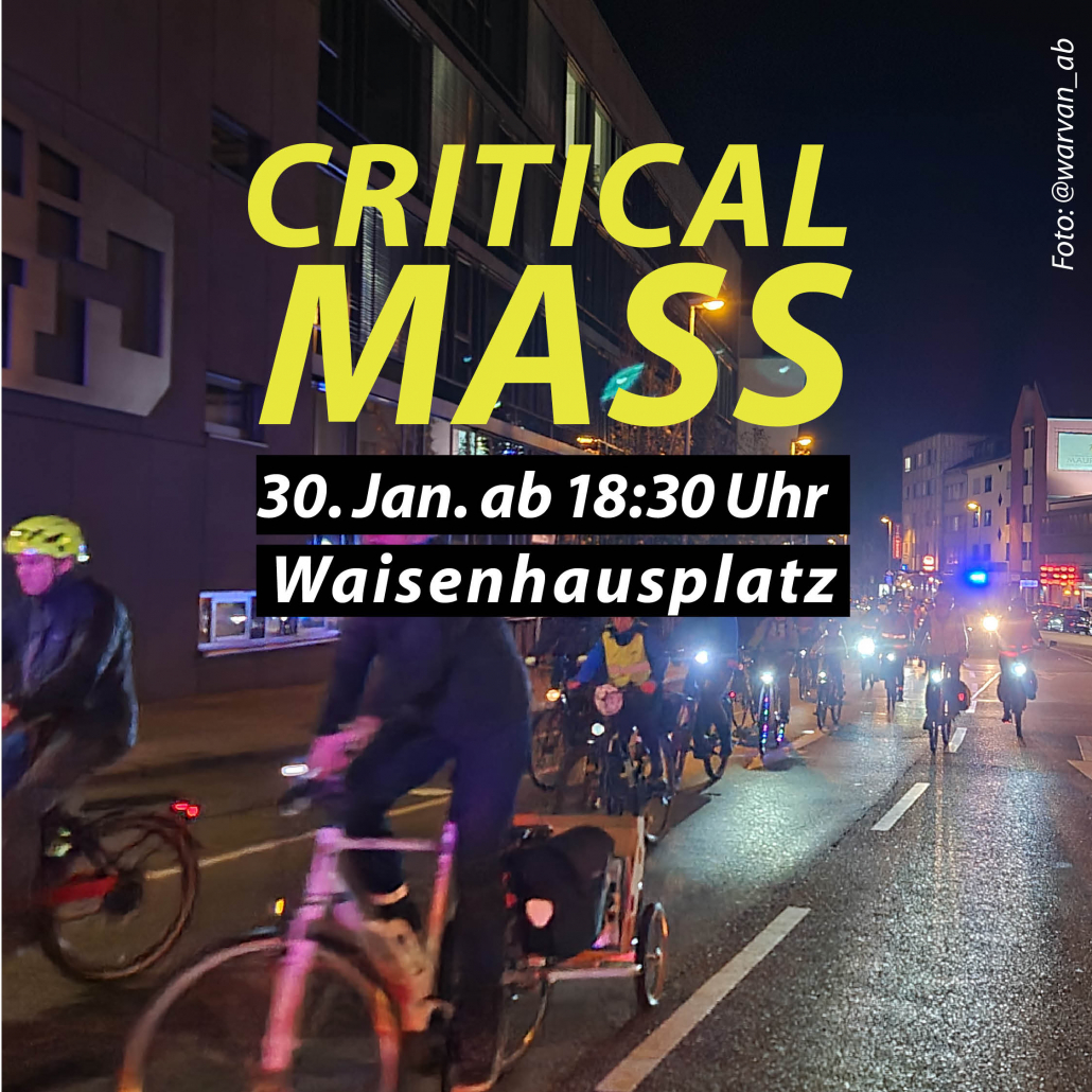 Werbemotiv für die Critical Mass Pforzheim am 30.01.2026
