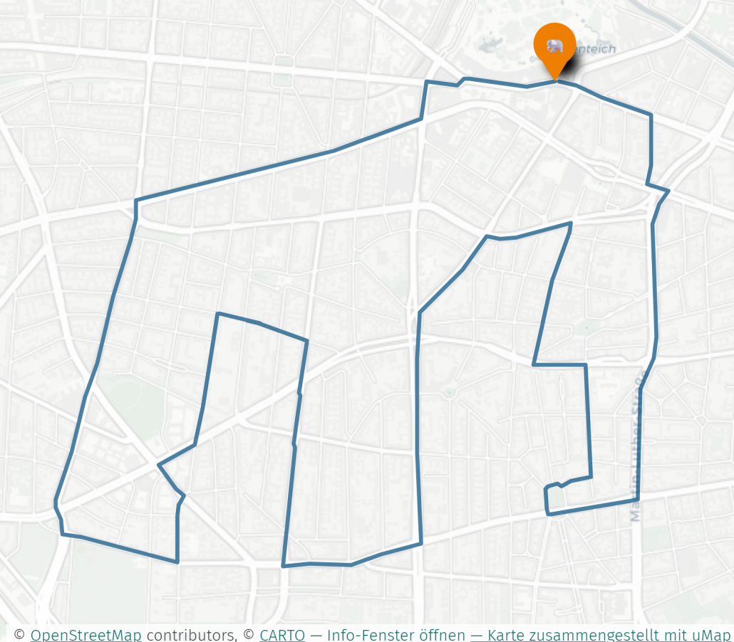 Route der Berliner Gedenkfahrt in Form eines Elefanten (in Erinnerung an Andreas Mandalka alias Natenom und seinen Plüschelefanten Kagube)