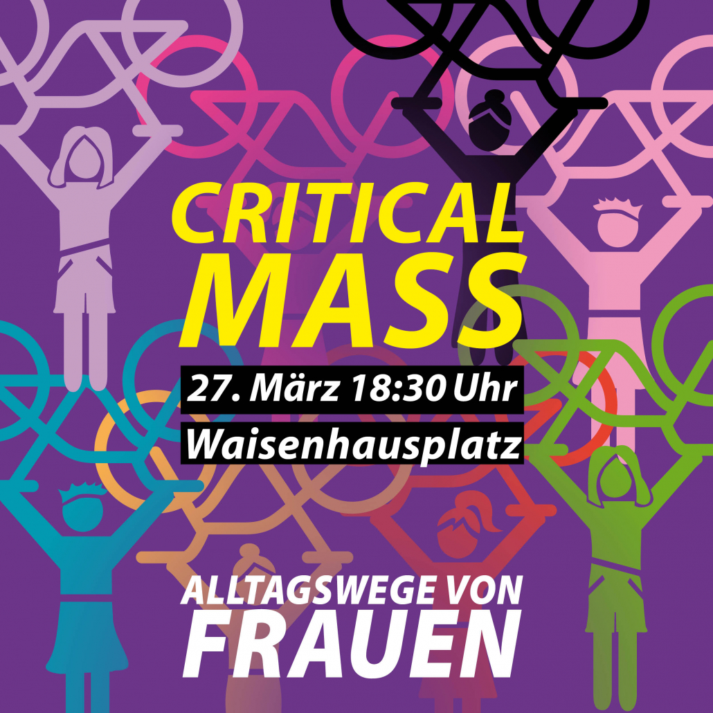 Sharepic für die Critical Mass Pforzheim am 27.03.2026 zum Thema Alltagswege von Frauen