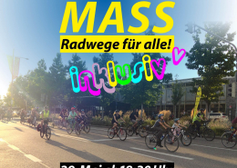 Das Bild zeigt eine Fahrrad Demonstration im Sommer auf einer großen Straße in Pforzheim