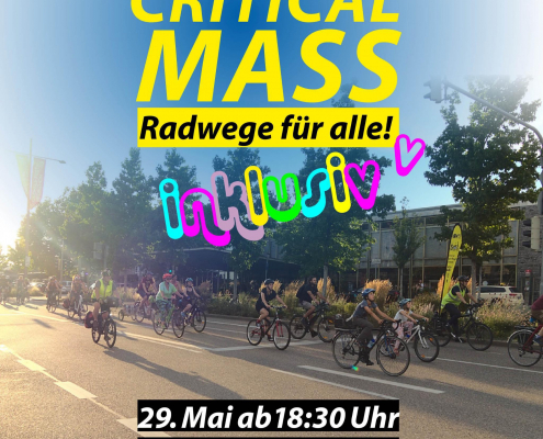 Das Bild zeigt eine Fahrrad Demonstration im Sommer auf einer großen Straße in Pforzheim