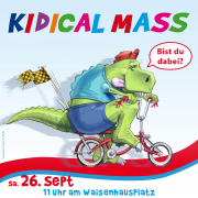Grafikmotiv für die Kidical Mass Pforzheim am 26.09.2026 ab 11 Uhr auf dem Waisenhausplatz.