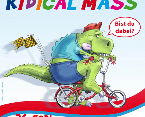 Grafikmotiv für die Kidical Mass Pforzheim am 26.09.2026 ab 11 Uhr auf dem Waisenhausplatz.