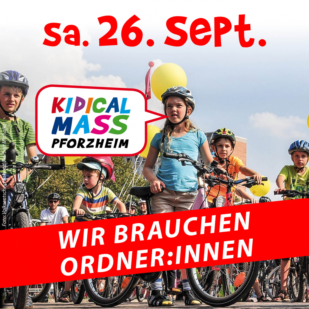 Unterstützungsaufruf für die Kidical Mass Pforzheim am 26.09.2026: Wir brauchen Ordner:innen