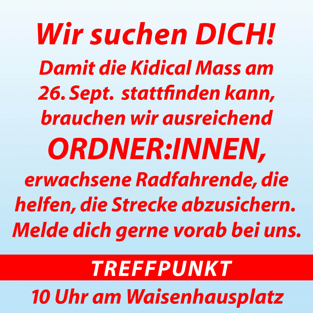 Unterstützungsaufruf für die Kidical Mass Pforzheim am 26.09.2026: Wir suchen Dich!